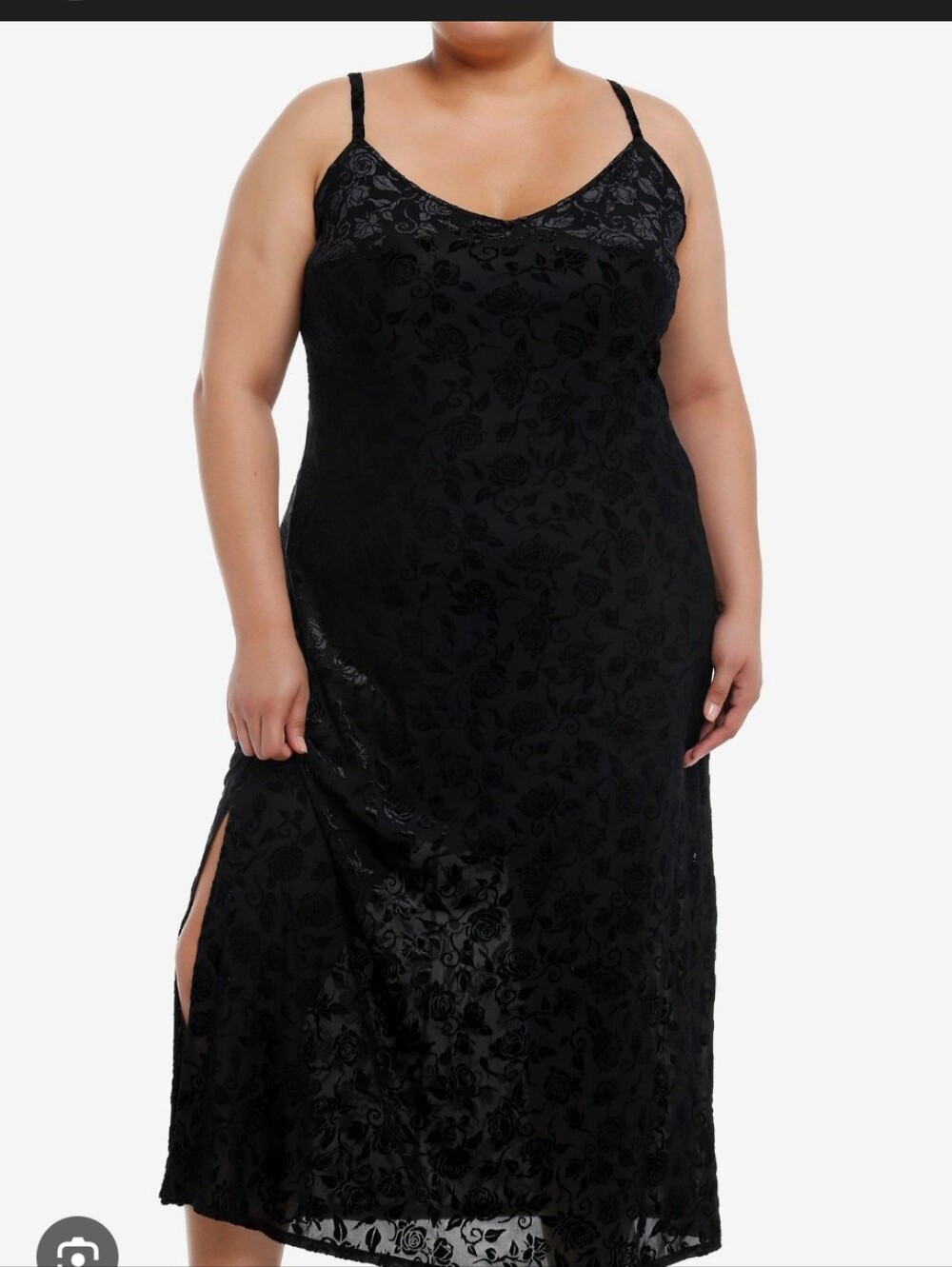 Hot Topic Black Floral Burnout Lace Maxi Slip Dress